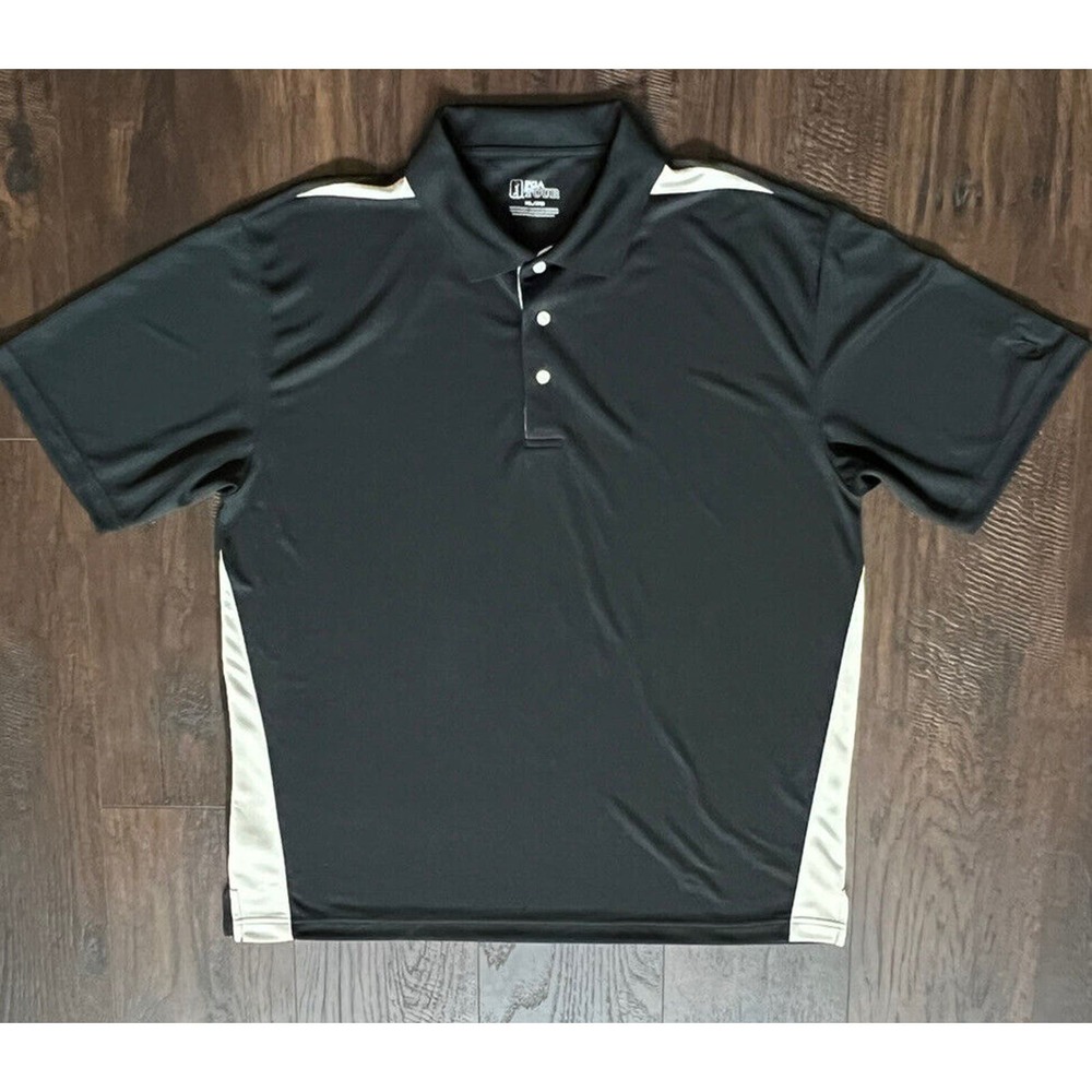 PGA Tour gold polo short sleeve shirt size XL Black Tan logo